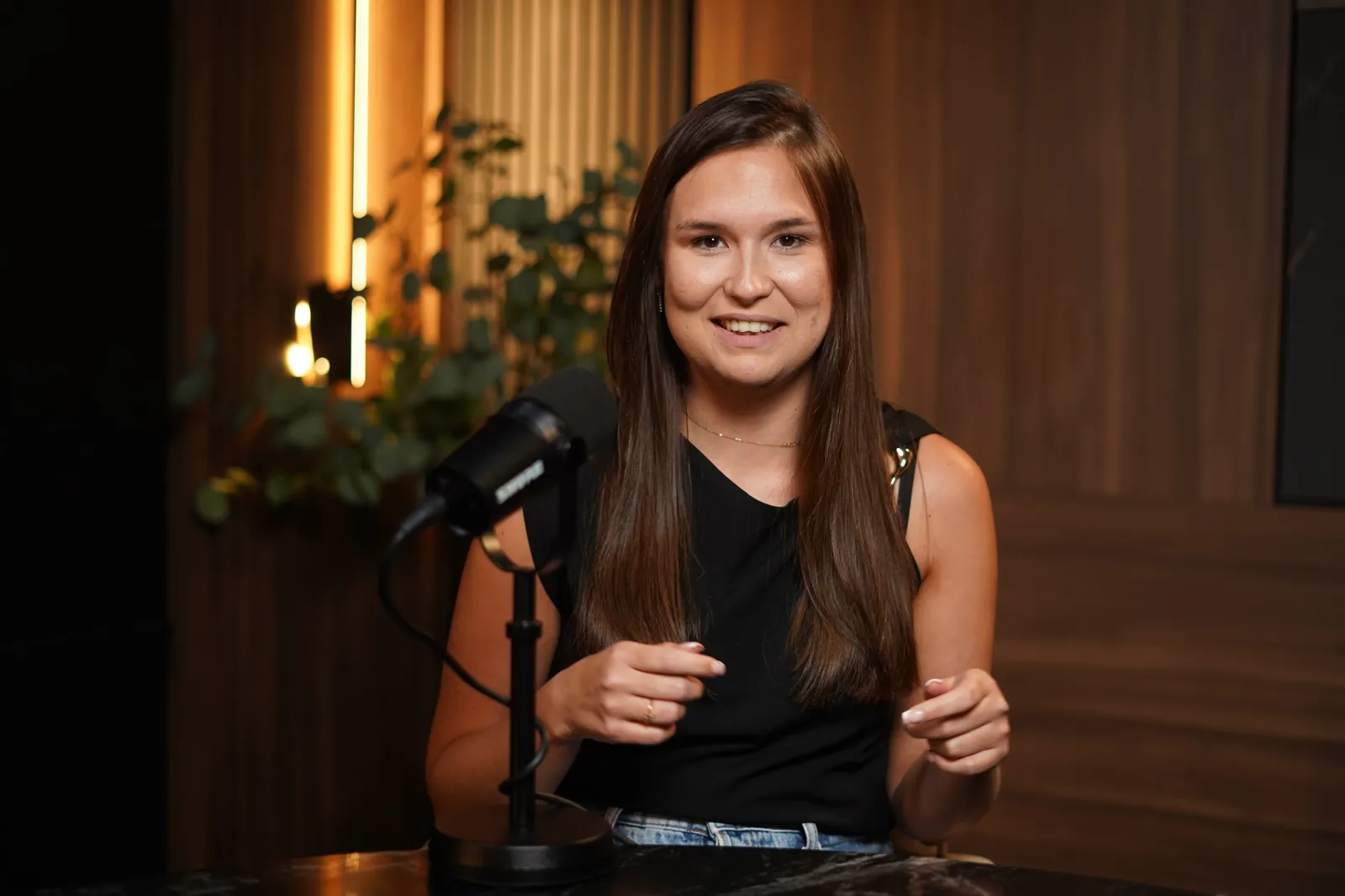 Speaker on camera for a sales video in the Board Room studio