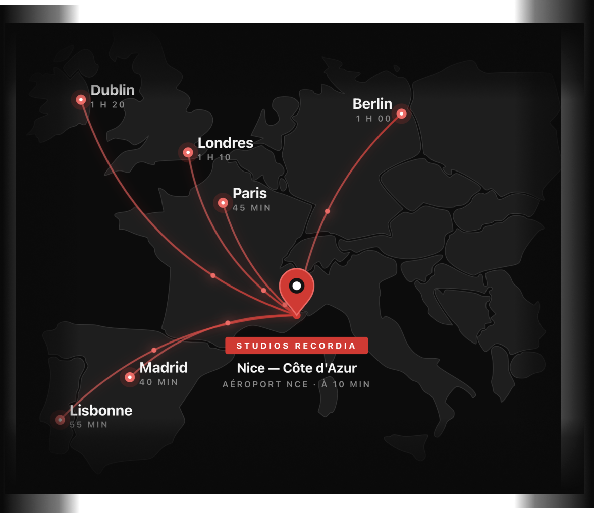 Map showing Recordia studios, 400 promenade des Anglais in Nice